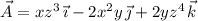 \vec A = xz^3 \, \vec\imath - 2x^2 y \, \vec\jmath + 2yz^4 \, \vec k