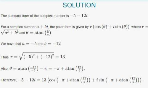 Which of the following is the polar form of −5−12i?